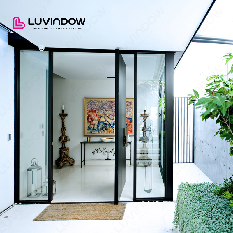 Modern Aesthetic Built To Last Low Maintenance Thermal Break Aluminum Glass Pivot Door For Luxury Villa Exterior Entry Hotel Use