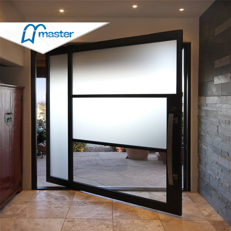 Modern Home Main Entrance Security Entry Front Doors Aluminum Patio Bi Folding Metallic Aluminum Glass Pivot Door