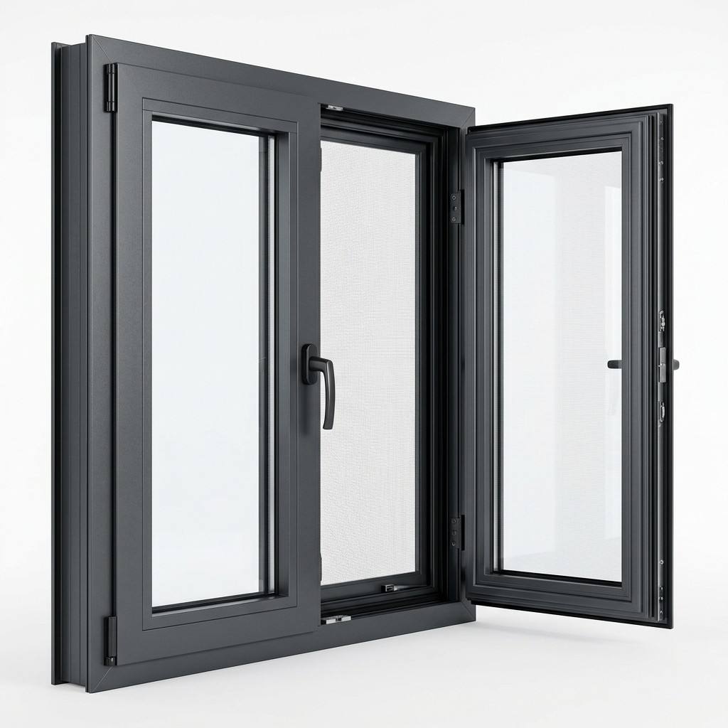 Modern Design Thermal Break Soundproof Double Glass Aluminium Openswing windows for Luxury Residential Villa With Screen Window