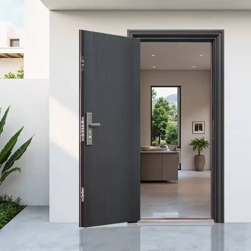 Modern Style Steel Entrance Door Finished Anti-theft Security Door Commercial Apartment Entry Side Opening Exterior Fire Garden