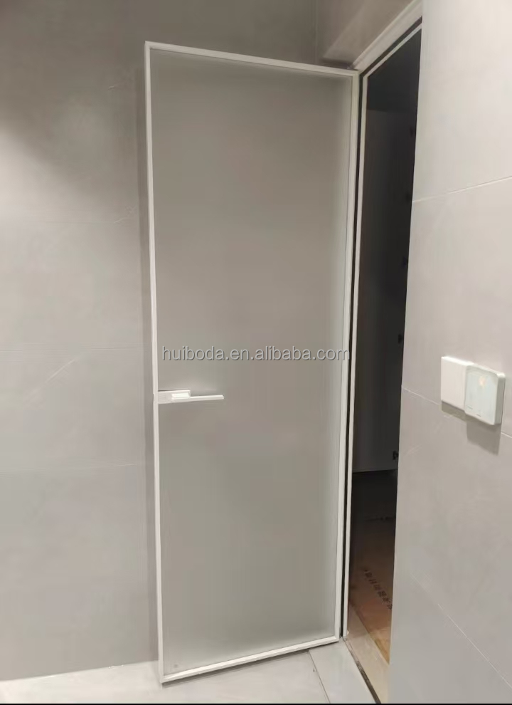 Customized Modern Design Narrow Frame Aluminum Glass Door for Interior Bathroom Decoration in Hotels Commercial Home Exterior
