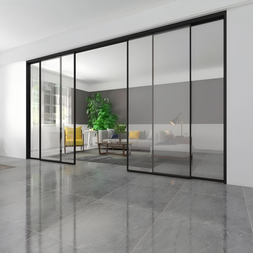 Foshan Extremely Narrow Aluminum Alloy Door Wholesale Modern Minimalism Balcony Hanging Rail Water Resistant Sliding Wine Cellar
