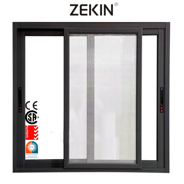 ZEKIN Modern Aluminium Laminated Glass Window Blackout Sound Absorbing Sliding Windows Steel Frame for Master Bedrooms Living