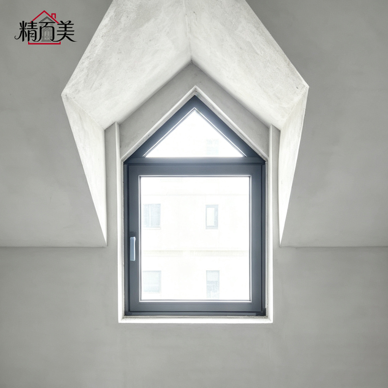 Pentagon Custom Drawing Aluminum Shaped Window Pitched Roof Attic Peak Head Airtight Panel for Stairwell Landing Under Eaves