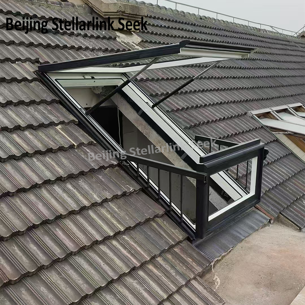 Modern Style Waterproof Aluminum Attic Skylight Roof Window Converts to Balcony Ventilation for Terrace Loft