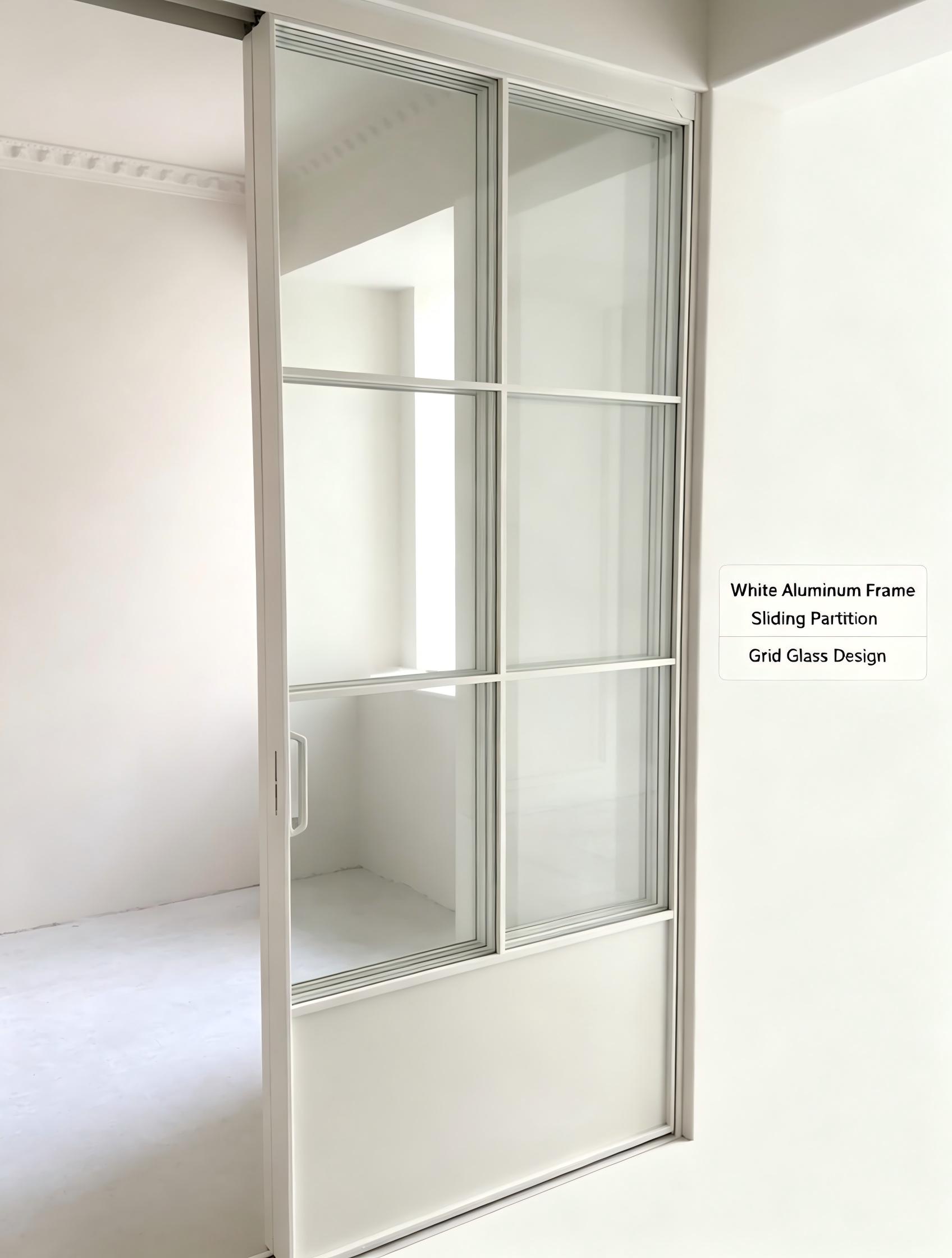 Aluminum Interior Sliding Door Ultra Narrow Frame 6063-T5 Reeded Glass Flush Handle Moisture Proof Hotel Room Bedroom Custom