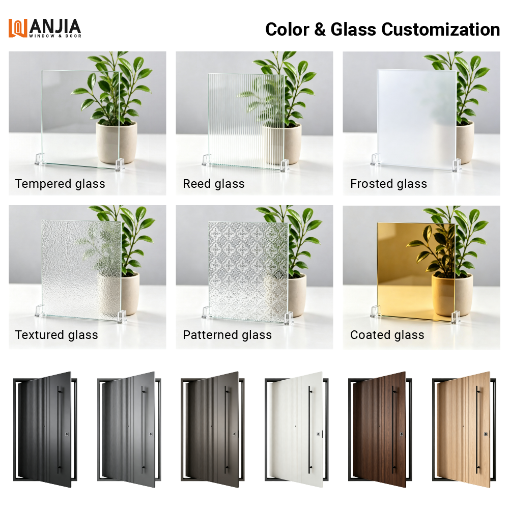 Modern Style Main Entrance Door Aluminum Double Glazed Glass Front Entry Doors Against Theft Bulletproof Security Door