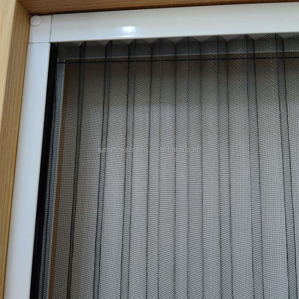 Sturdy Construction Pleated Folding Fly Mesh Aluminium Frame Anti Insect Polyester Screen Door