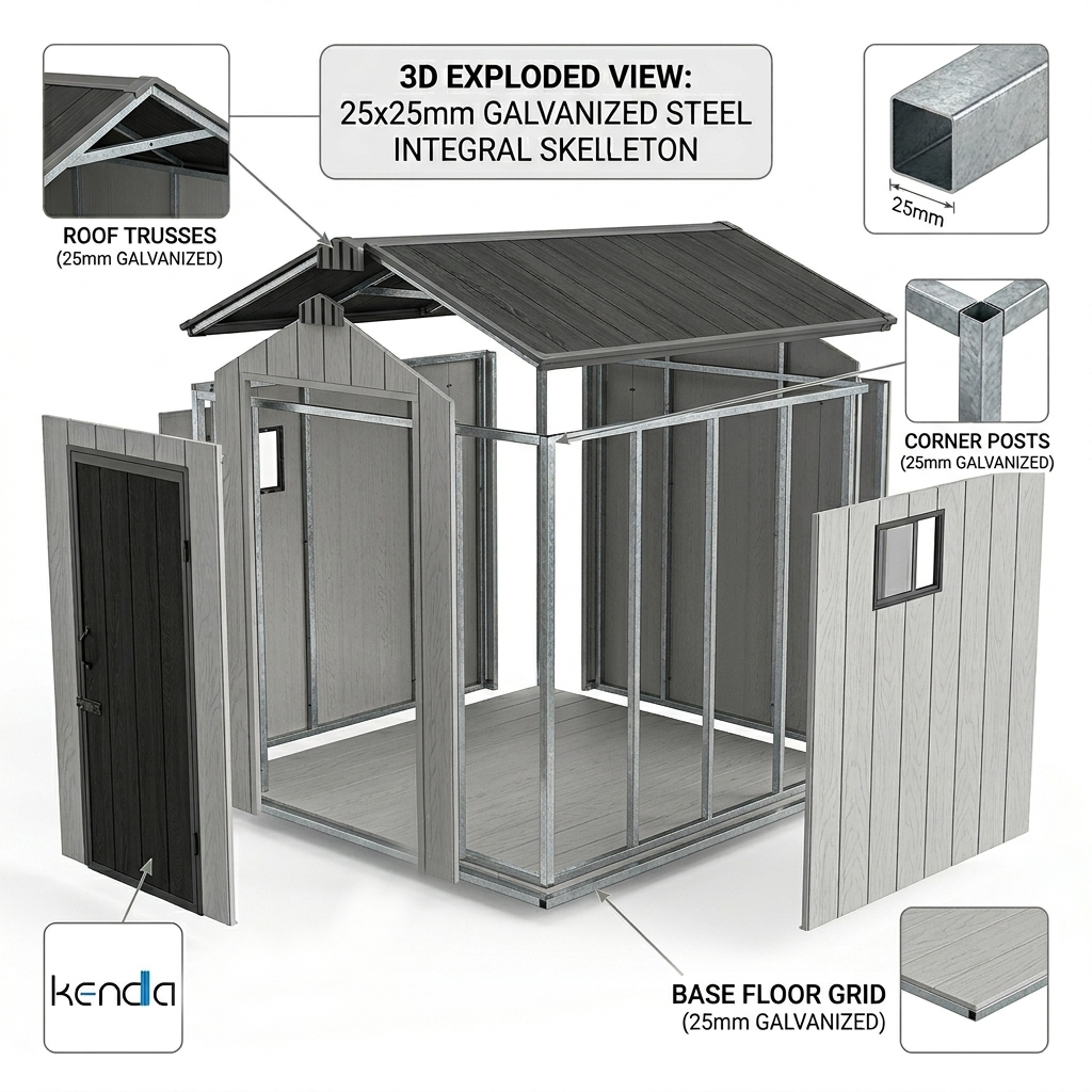 Kenda APEX 8x12 Storage Shed Backyard Storage Sheds UV Resistant Lockable Door for Backyard Patio Garden House Outdoor Equipment