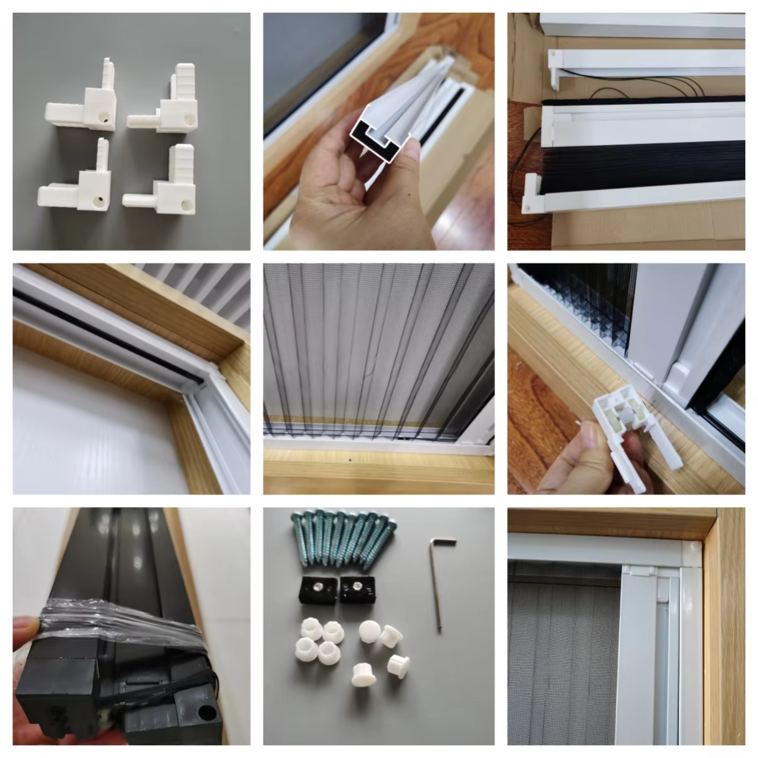 Sturdy Construction Pleated Folding Fly Mesh Aluminium Frame Anti Insect Polyester Screen Door
