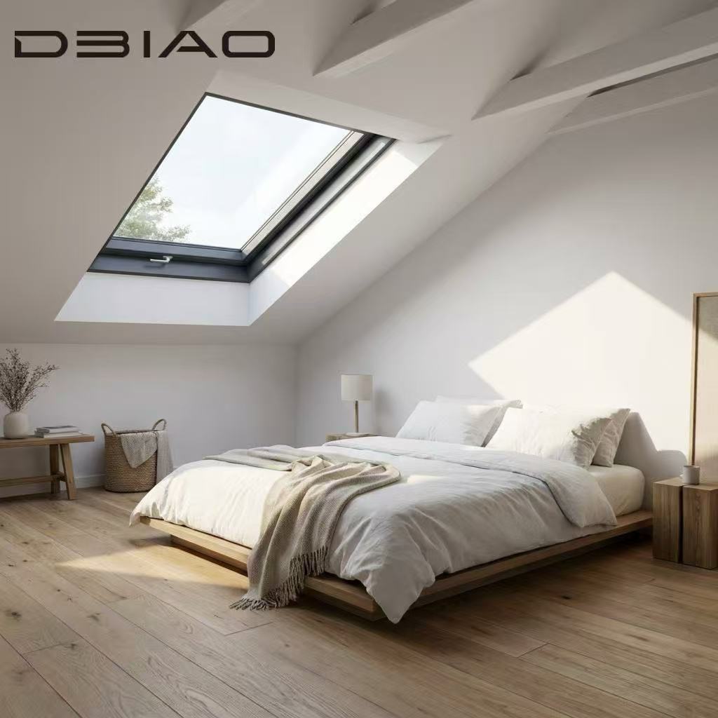 Modern Manual Vertical Swing Vent Skylight Double Insulated Tempered Glass Aluminum Frame Soundproof Bright Basement Roof Window