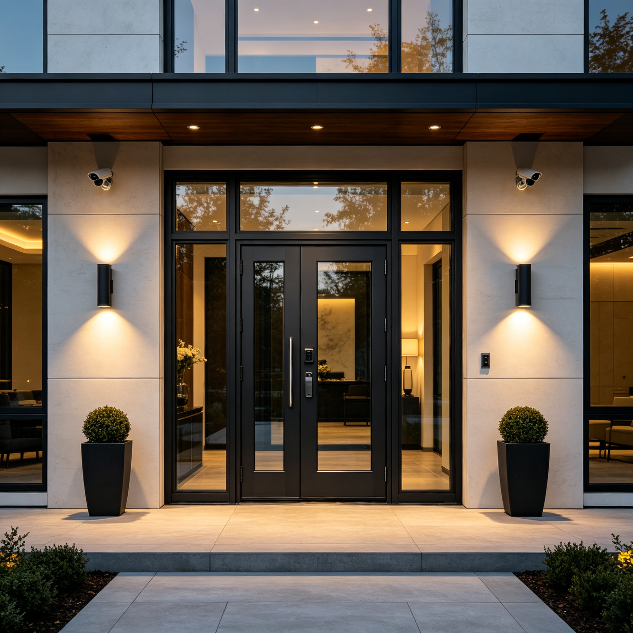 Thermal Break Aluminum Security Entry Door Glazed Ballistic Glass Waterproof Exterior Front Door