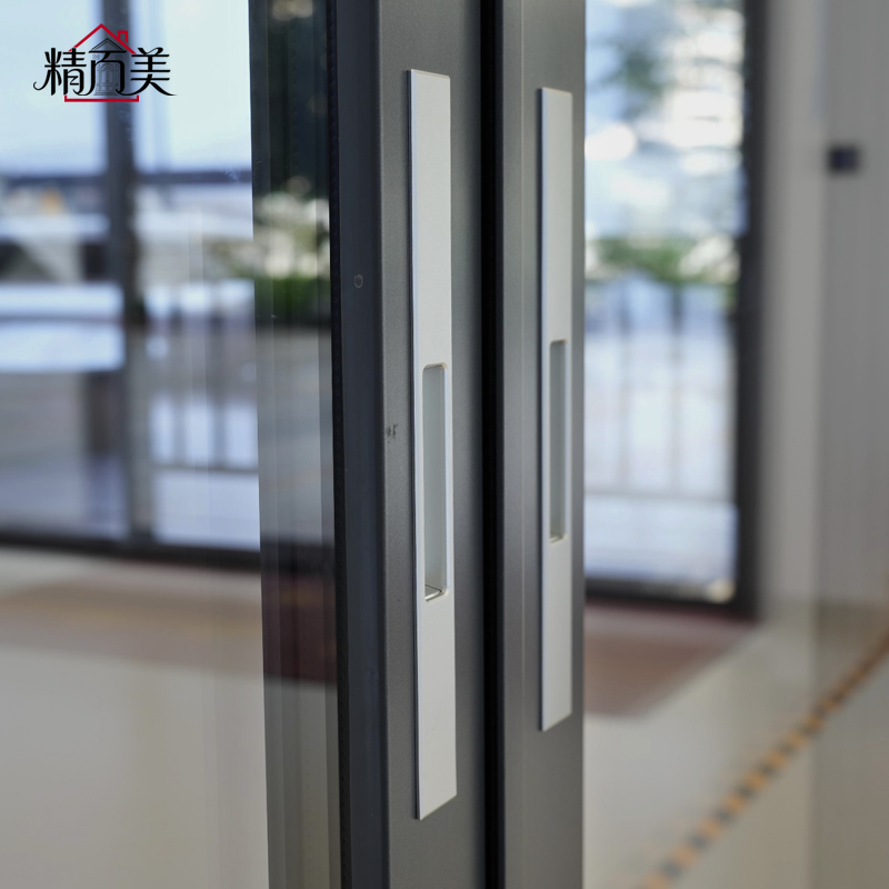 Windproof Sliding Door With High Strength Thermal Break Aluminum Frame and Double Tempered Glass Modern Apartment Interior