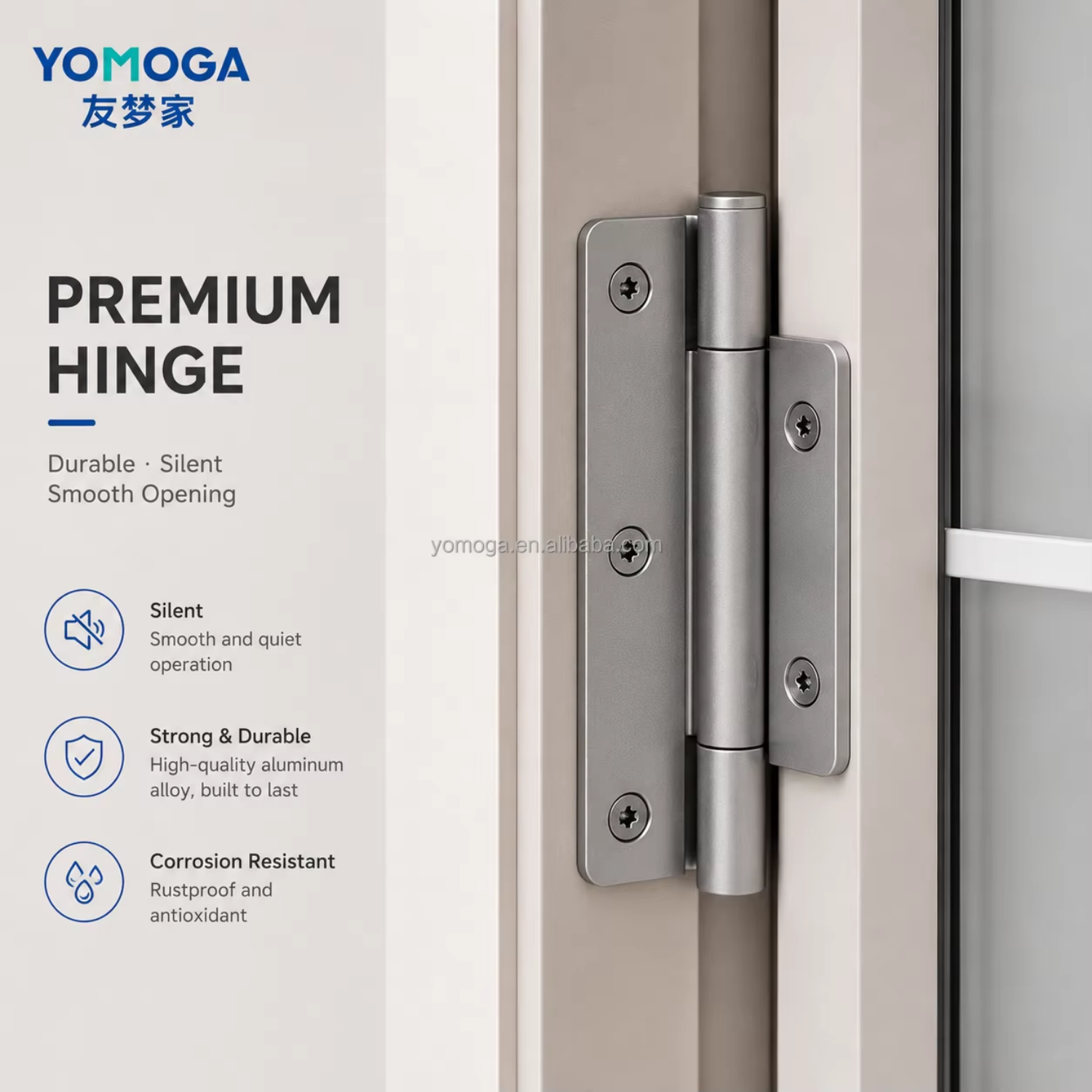 Frosted Glass Bathroom Door Slim Aluminum Frame Interior Door with Sound Insulation