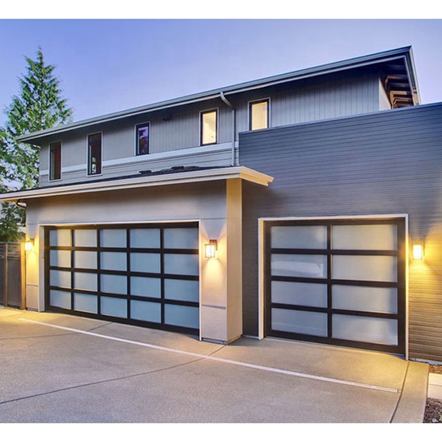 2024 Professional Garage Door Manufacture Produce High Standard Aluminum Toughened Transparent or Frosted Glass Garage Door