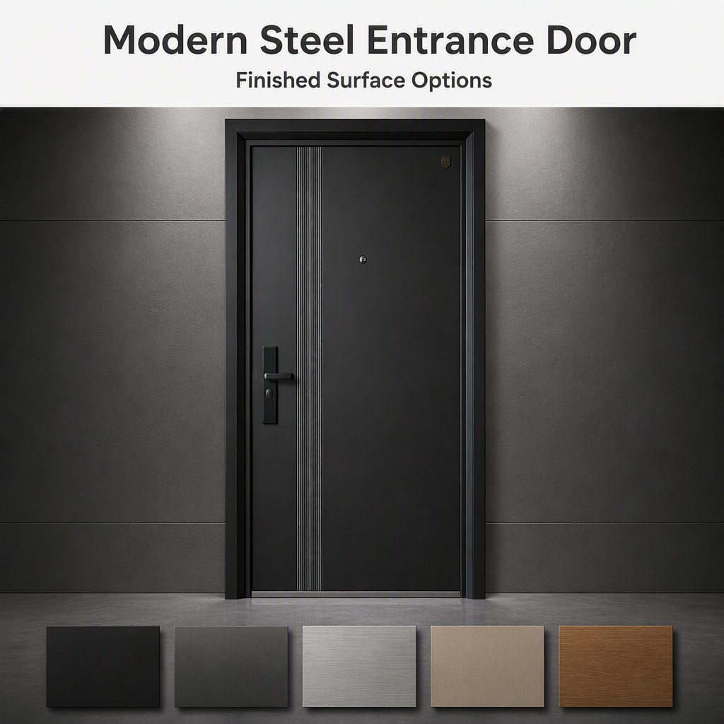 Modern Style Steel Entrance Door Finished Anti-theft Security Door Commercial Apartment Entry Side Opening Exterior Fire Garden