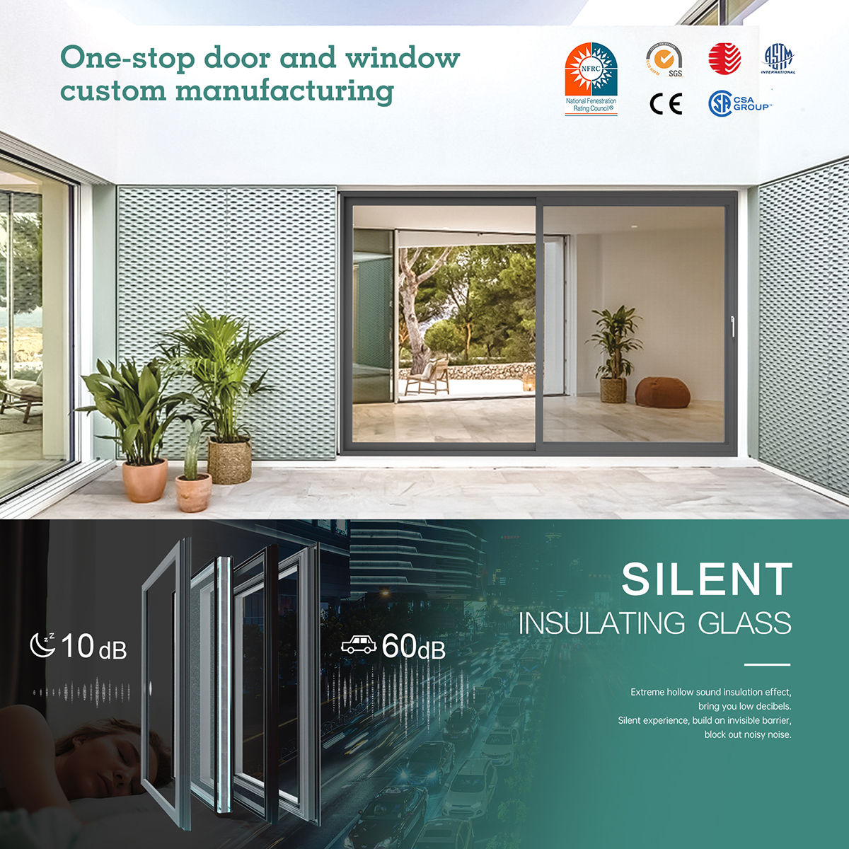 SUNGYE Sliding Balcony Patio Door High Quality Full View Aluminum Framed Energy-Efficient Doors