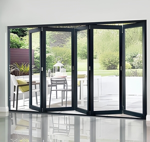 Bi Fold Aluminum Modern Double Tempered Glass Patio Doors