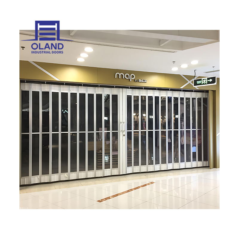 Commercial Mall Invisible Shopfront Modern Aluminum Security Door Acrylic Folding Gate Transparent PC Garage Anti-theft Store