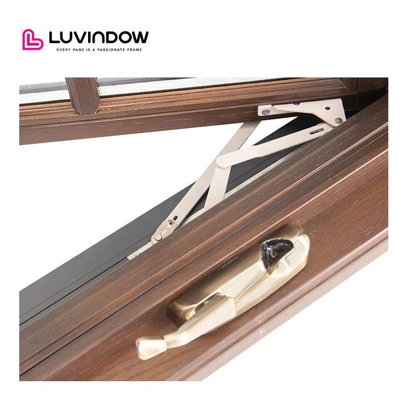 Easy Operate Aluminum Clad Wood Crank Casement Windows Heat Insulation Natural Wooden Windows For Country Yard Homes