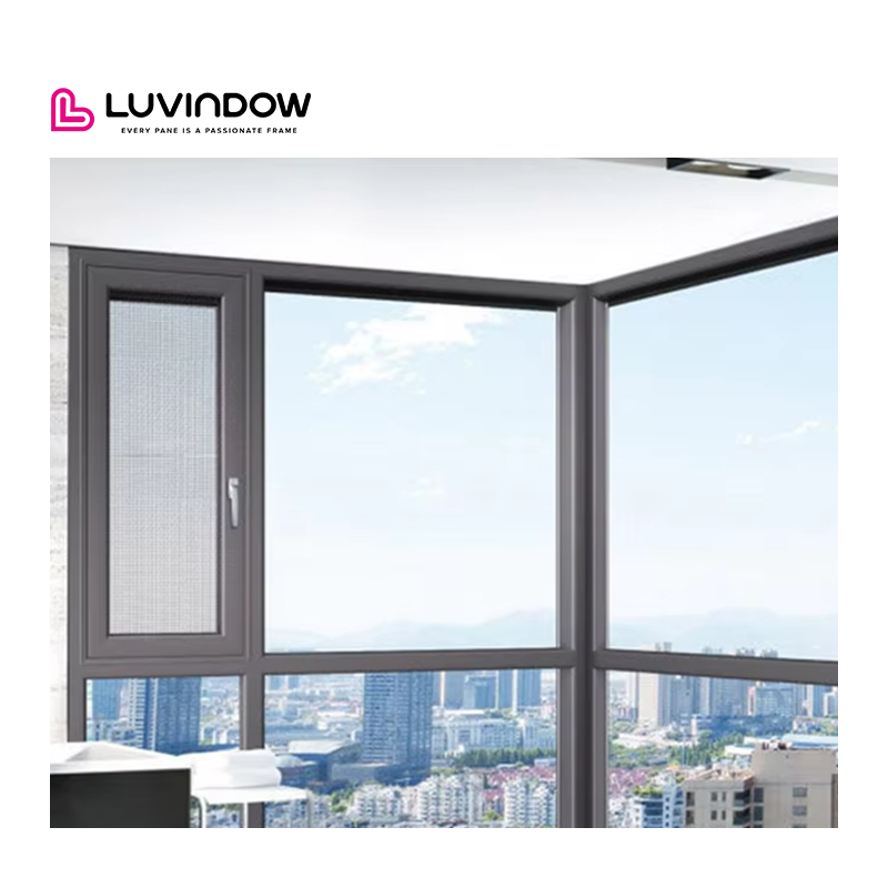 Modern Designed Two-Way Open Aluminum Profile Tilt Turn Casement Glass Window For Hotels Aluminum Alloy Frame Horizontal Opening