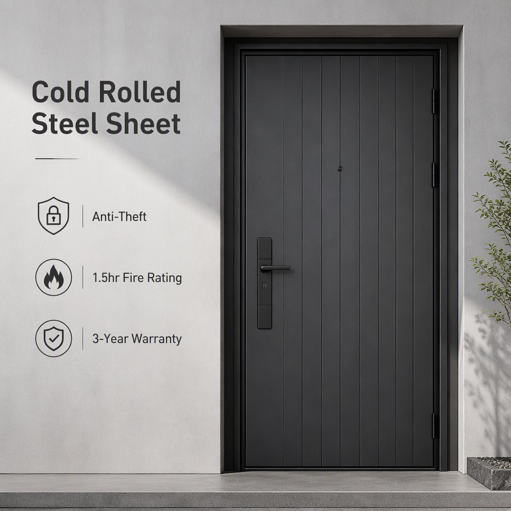 Modern Style Steel Entrance Door Finished Anti-theft Security Door Commercial Apartment Entry Side Opening Exterior Fire Garden