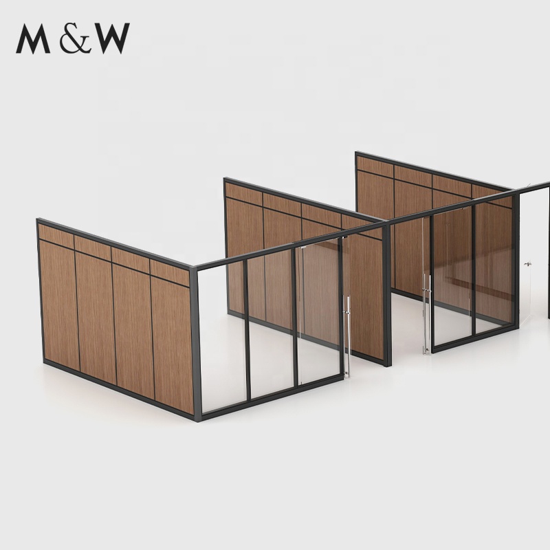 M&amp;W Factory Manufacturer Glass Wall Panels Dividers Double Modular Aluminium Frame Office Partition