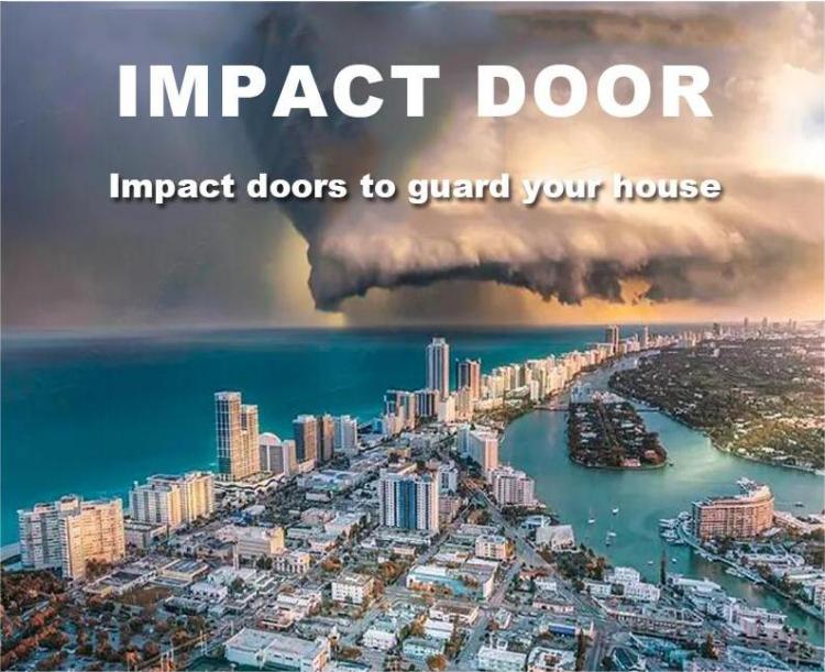 Miami NOA Approved Modern Hurricane Proof Impact Resistance Triple Glazed Aluminum Alloy Hinged Patio Door with Finished Surface