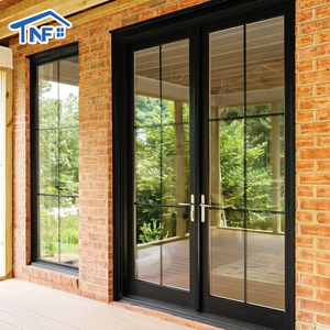 Modern Aluminum Tempered Glass French Casement Door