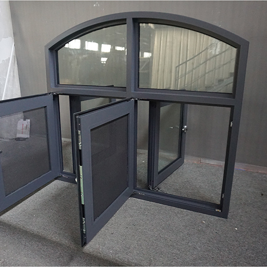 Arch Top Aluminum Casement Windows Tempered Glass Low E Curved Head Grill Design NAFS Aluminium Windows for Porch Entrance