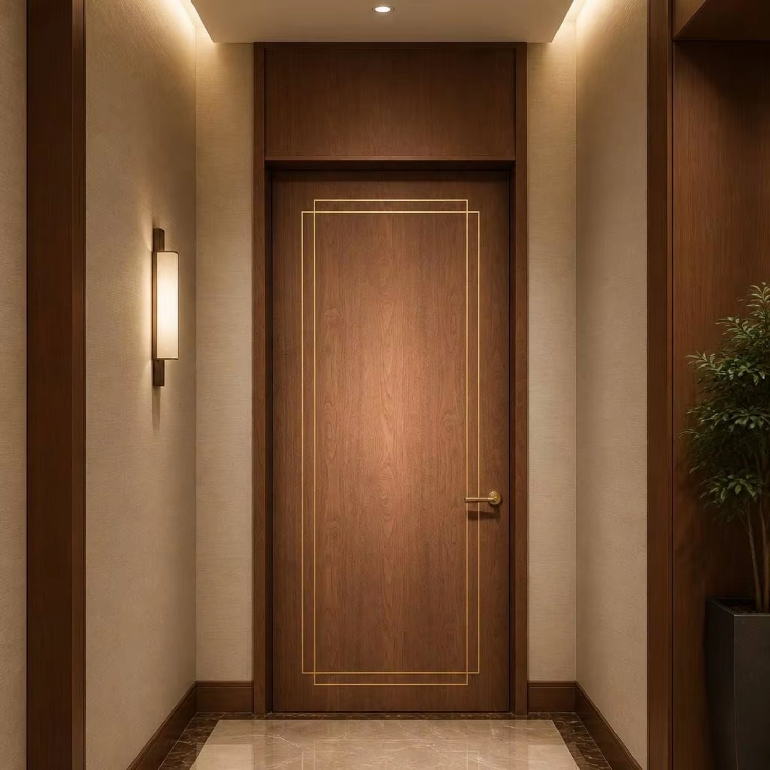 Aluminum Wood Composite Fire Rated Door - Modern Interior Setting