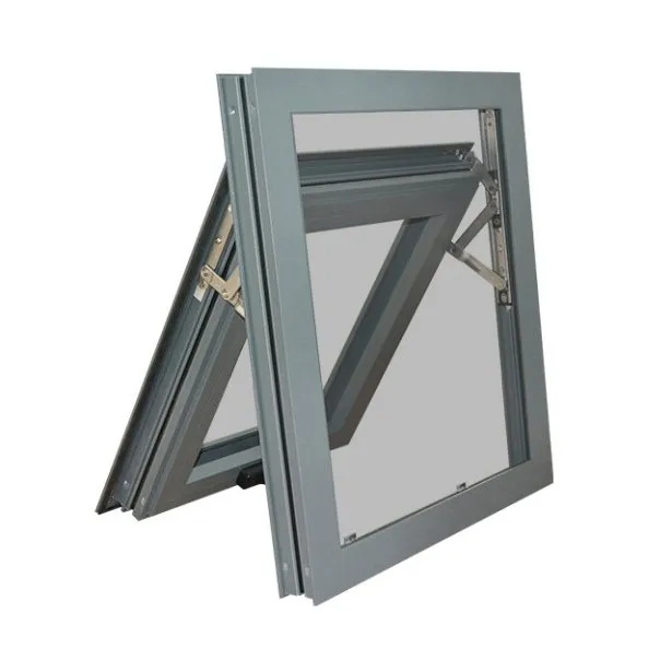 Modern Aluminum Louver Awning Window Vertical Swing Top Hung Ventilation Double Glazed Glass Waterproof Exterior Basement