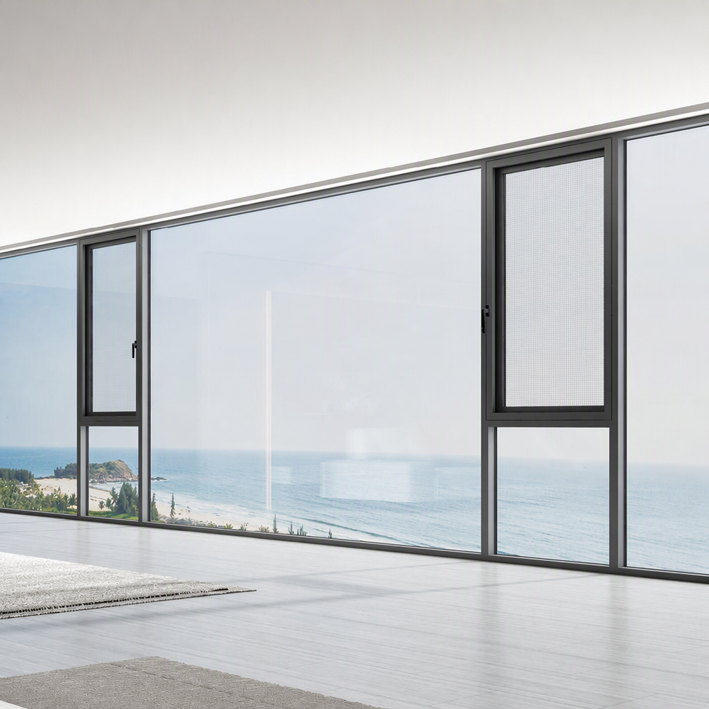 Manufacturer Aluminum Casement Windows With Triple Pane Energy Saving Glass in Aluminum Frame, Glass Windows for Patio and Porch