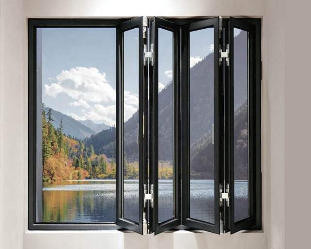 Hot Sales Folding Double Tempered Glass Aluminium windows Multi Fold -up Window Hurricane Proof Folding Windows