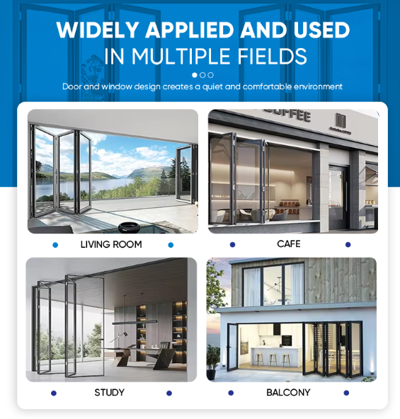 Customization Modern Glass Aluminum Bifold Aluminum Glass Sliding Folding Patio Doors Aluminum Folding Partition Door