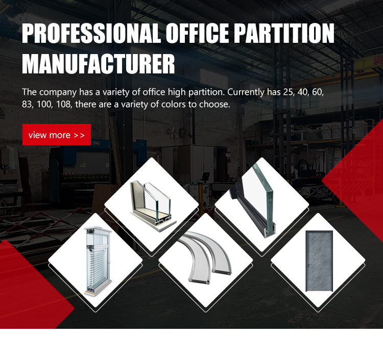 Sliding Glass Door Office Partition with Aluminum Profile System