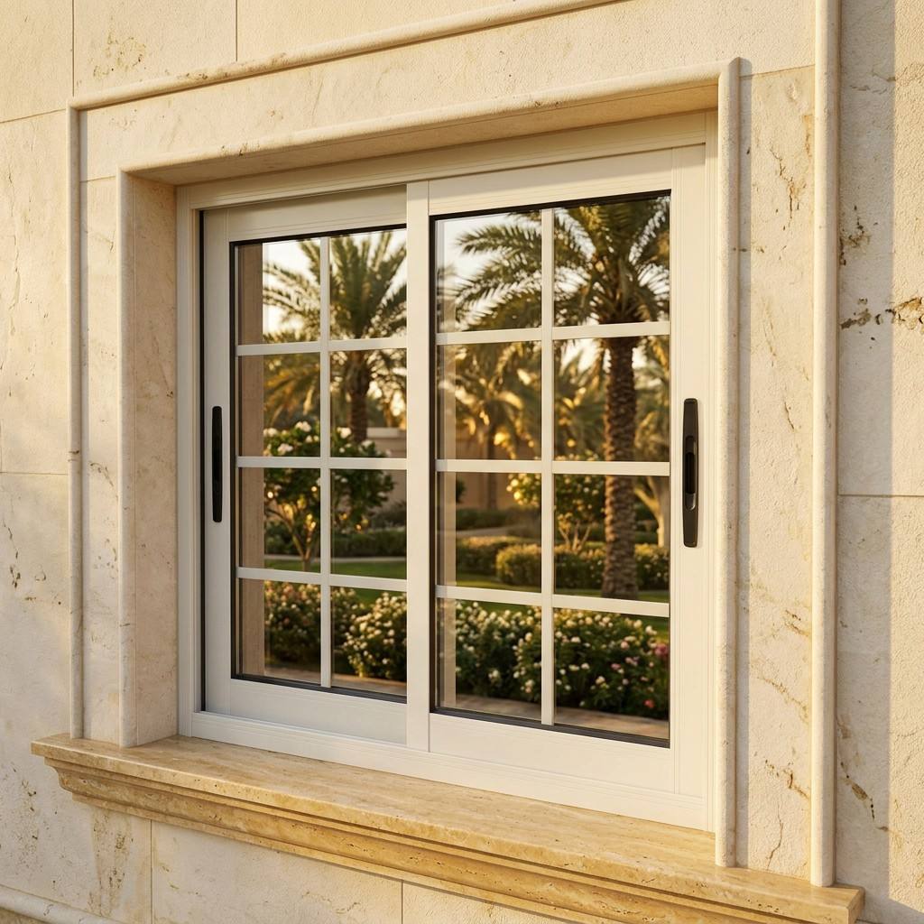 RG110 110mm Thermal Break Aluminum Sliding Window Built-in Glass Grilles Low-E Double Glazed 1.8mm For Saudi Villa Project