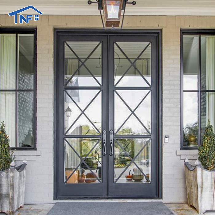 Aluminum Hinged Patio Doors European Standard Double Panels Swing Style Door Modern French Glass Casement Entry Doors