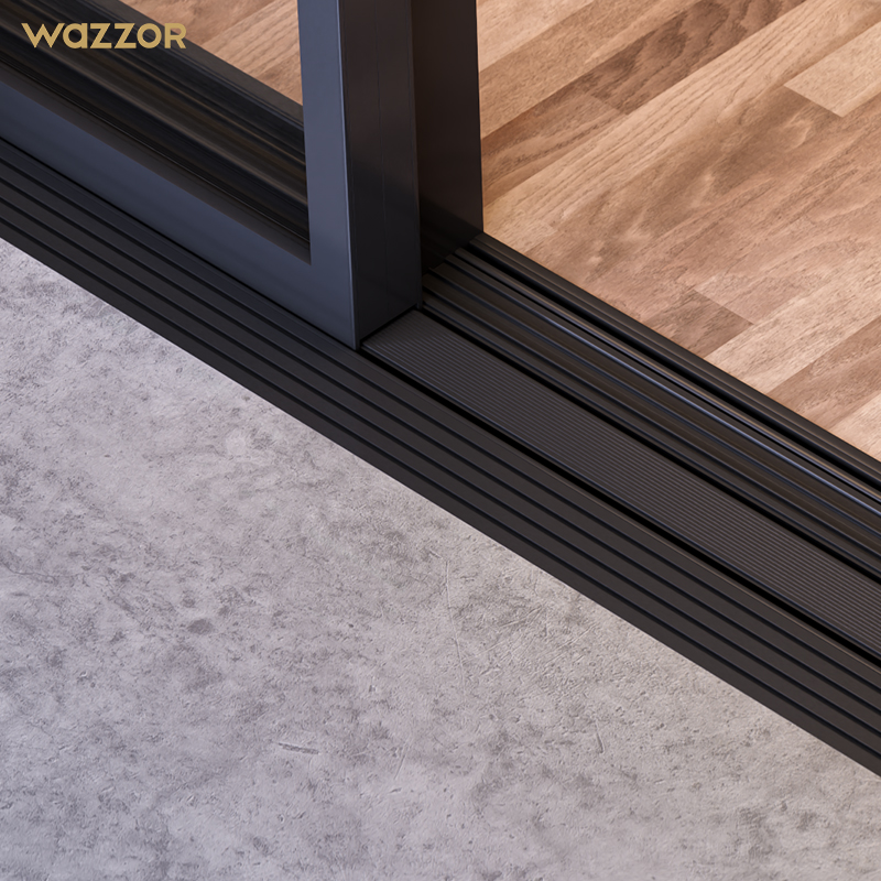 Wazzor Hurricane Rated in Stock Double Tempered Glass Sliding Doors System Exterior Interior Balcony Patio Glass Aluminum Door
