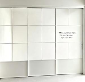 Aluminum Interior Sliding Door Ultra Narrow Frame Reeded Glass Flush Handle