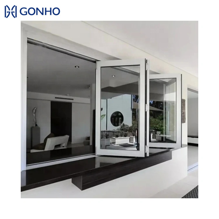 Miami NOA Standard Customized Aluminum Hurricane Impact Laminated Glass Bi Folding Windows Aluminum Windows and Doors