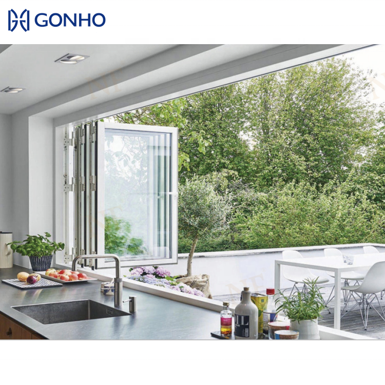 Miami NOA Standard Customized Aluminum Hurricane Impact Laminated Glass Bi Folding Windows Aluminum Windows and Doors