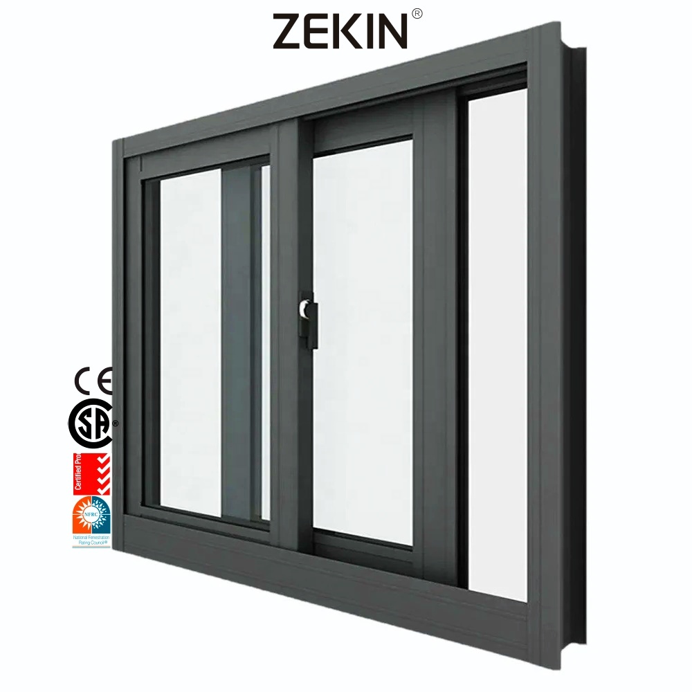 Customized Modern Hurricane Proof Impact Aluminum windows Low E Glass Tempered Glass Aluminum Sliding Window
