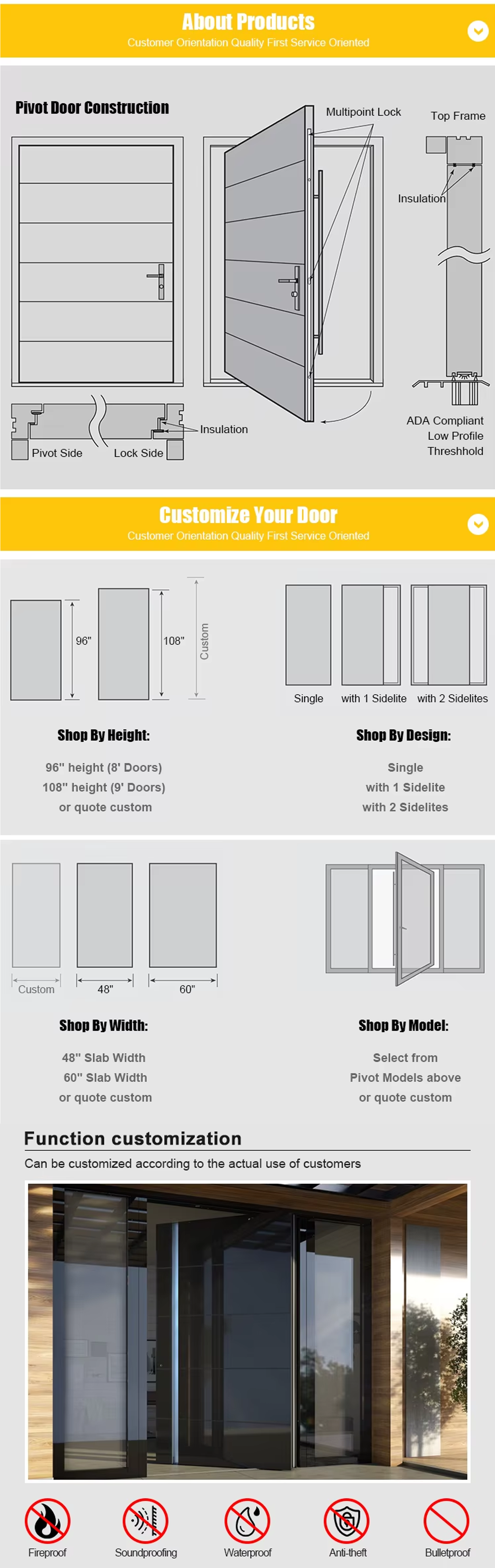 Luxurious Aluminum Single Entrance Door - Home Door with External Sound Insulation at the Front Entrance
