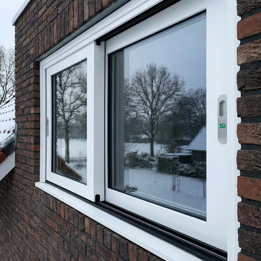 Aluminum Two Track Sliding Window Tempered Glass Double Glazed Horizontal Sliding Windows Soundproof Thermal Insulation Balcony