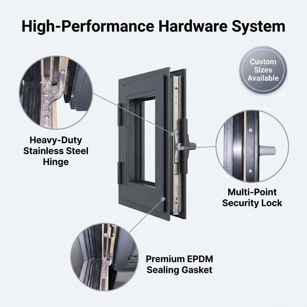 Heavy Duty 86 Series Aluminum Casement Window, Large Section 798 Type Window Frame for Villa &amp; House