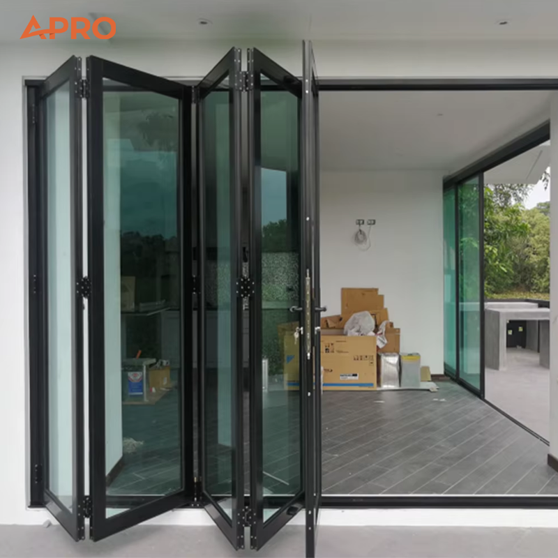 APRO Customized Waterproof Exterior Aluminum Accordion Doors Glass Bifold Doors Patio Bi Folding Door