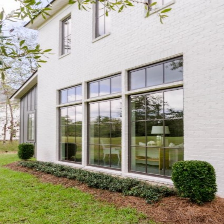 CBMmart Minimalist Farmhouse Style Aluminum Frame Tinted Glass Casement Windows Exterior Supermarket Use Heat Insulation