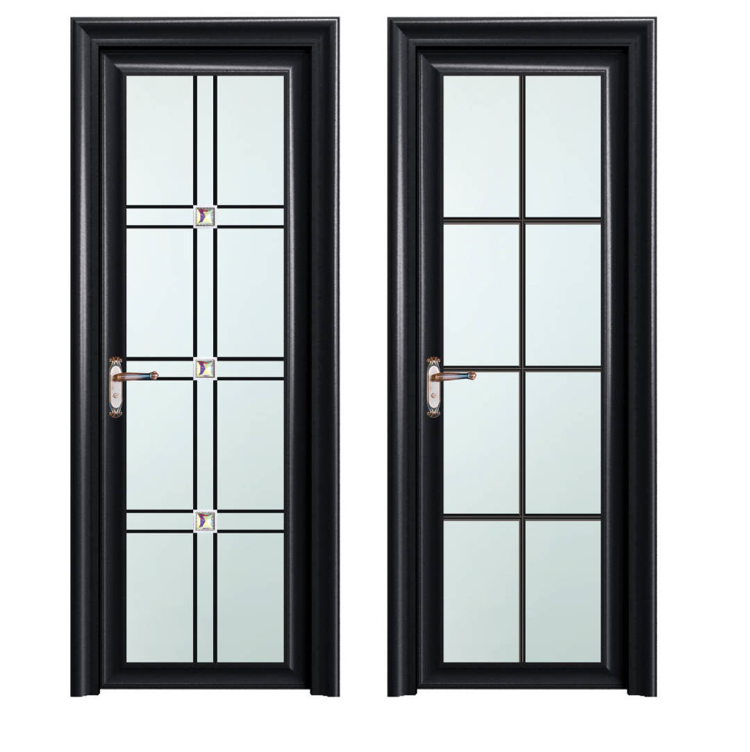 Modern Design Waterproof Finished Aluminum Alloy Double Glass Frosted Casement Door New Style Interior Bathroom Door Germany