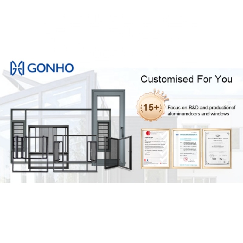 Aluminum Durable Interior Casement Doors Exterior Security Entrance Aluminum Casement Glass Door 2 Panel